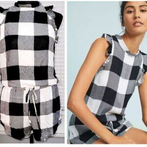 Anthropologie Cloth & Stone Gingham Romper X-Small